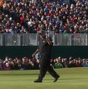 Darren Clarke acknowledges the crowd on the 18th hole