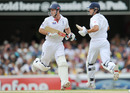 Andrew Strauss and Alastair Cook take another run during their outstanding partnership