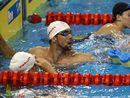 Michael Phelps swims during a training session