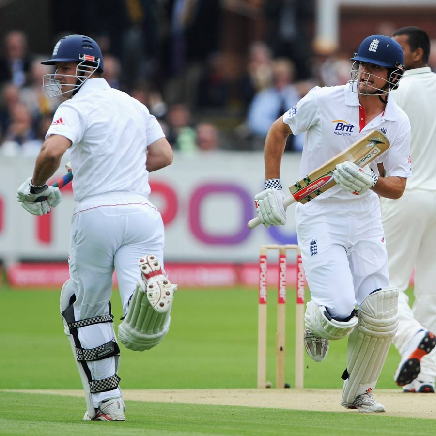 Andrew Strauss and Alastair Cook cross paths