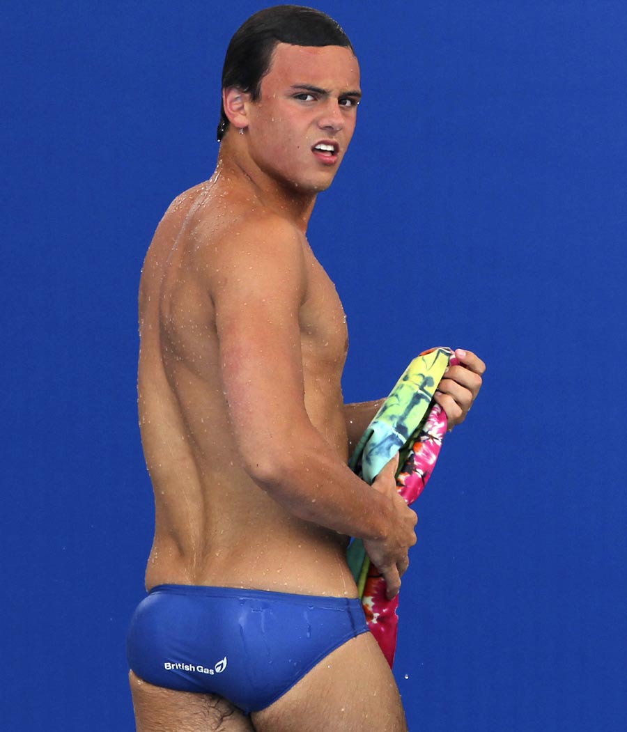 Tom Daley watches the score board during the men's 10m platform