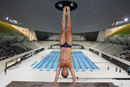 Tom Daley prepares to dive in at the new Aquatics Centre