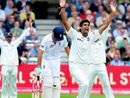Ishant Sharma celebrates trapping Alastair Cook lbw