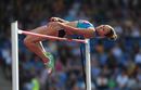 Jessica Ennis competes in the high jump