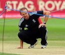Andy Flower inspects the crease
