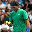 Rafael Nadal thinks over his next serve