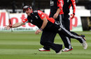 Andrew Strauss dives for a ball during a nets session