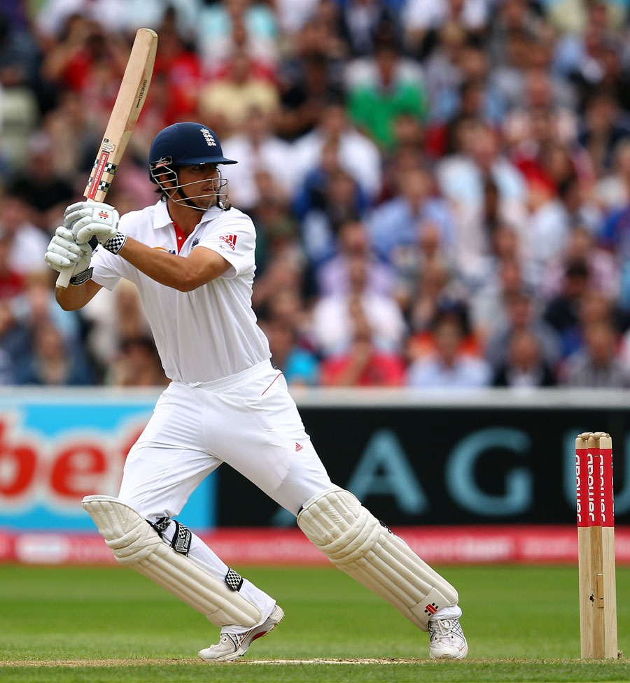 Alastair Cook clips the ball away
