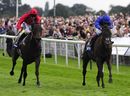 Frankie Dettori drives Blue Bunting out to win the Yorkshire Oaks