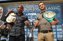 Carl Froch and Andre Ward pose with the Super Six Classic trophy