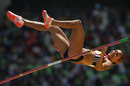 Jessica Ennis competes in the high jump