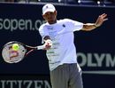 Mardy Fish middles a forehand