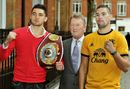 Nathan Cleverly and Tony Bellew pose alongside Frank Warren