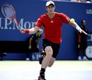 Andy Murray moves forward for a forehand