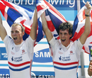 Peter Chambers and Kieren Emery of Great Britain celebrate
