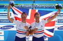 Anna Watkins and Katherine Grainger show off their medals