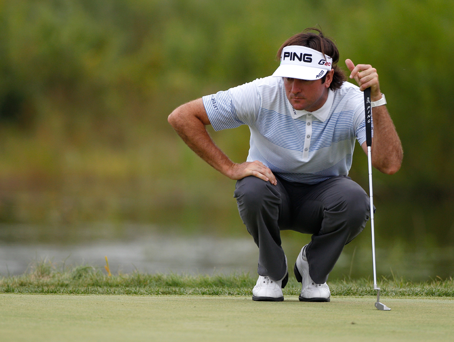 Bubba Watson lines up another putt
