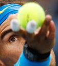 Rafael Nadal eyes up a serve
