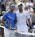 Rafael Nadal and Novak Djokovic pose ahead of the final