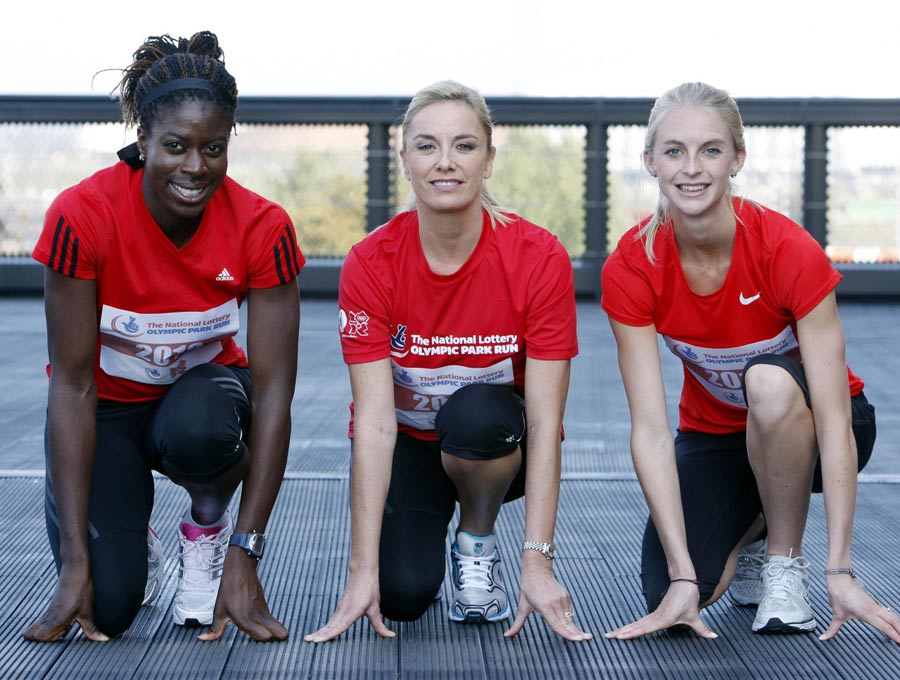Christine Ohuruogu, Tamzin Outhwaite and Hannah England launch the online ballot for The National Lottery Olympic Park Run