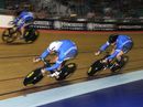 Sir Chris Hoy, Jason Kenny and Jason Queally cycle to victory in the Men's Team Sprint final