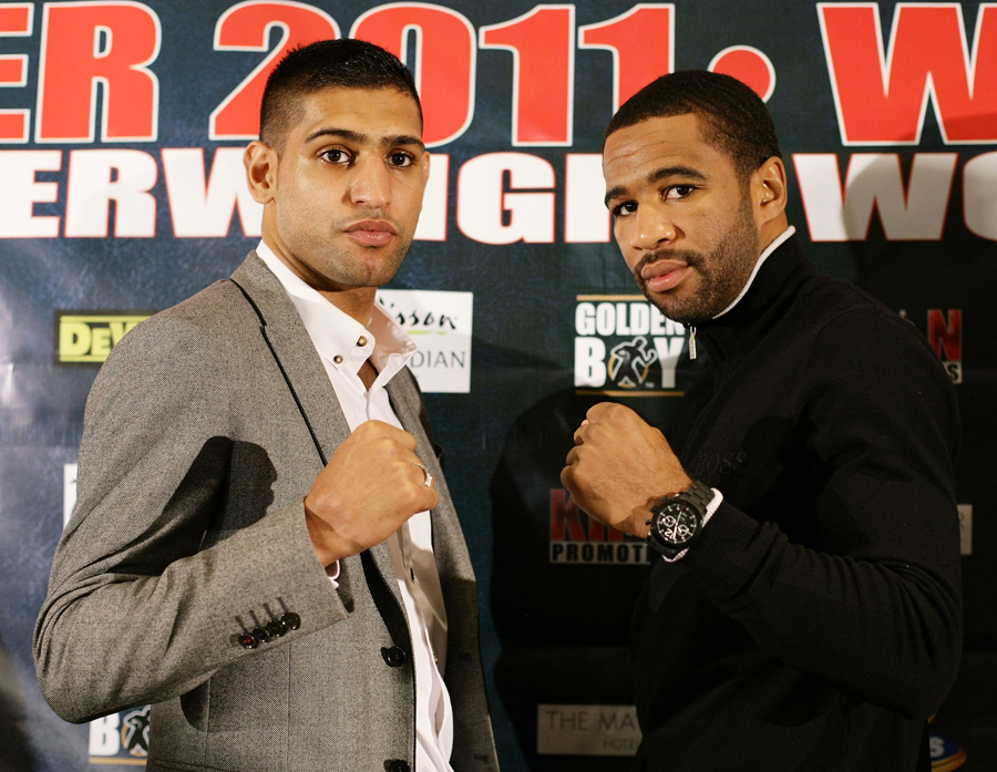 Amir Khan and Lamont Peterson strike the pose