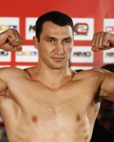 Wladimir Klitschko poses during the weigh in for the title fight against Tony Thompson