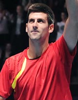 Novak Djokovic acknowledges the crowd