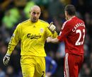 Pepe Reina remonstrates with Jamie Carragher