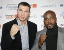 Wladimir Klitschko and Jean-Marc Mormeck pose for the cameras