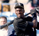 Michael Jordan takes part in a Chicago White Sox training session