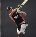 Kevin Pietersen bats during a nets session