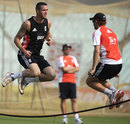 Kevin Pietersen and Jonny Bairstow practice their skipping