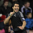 Luis Suarez celebrates after his equaliser