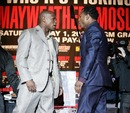 Floyd Mayweather and Shane Mosley square up