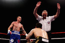The referee steps in after George Groves sends Paul Smith to the canvas