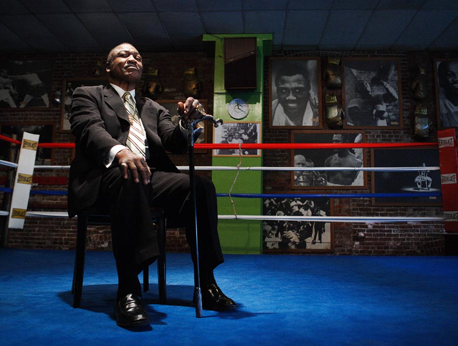 Boxing legend Joe Frazier poses