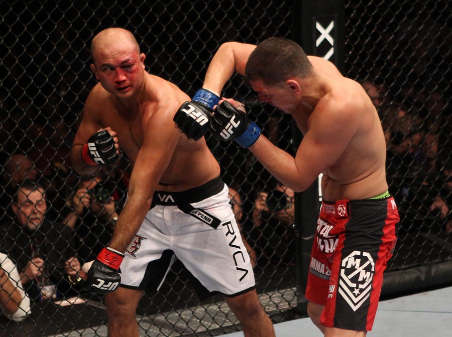 BJ Penn punches Nick Diaz