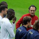 Mario Balotelli yawns during a Cesare Prandelli team-talk