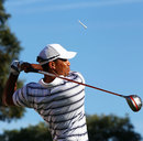 Tiger Woods tees off during a practice round