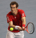 Andy Murray hammers a backhand