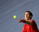 Andy Murray prepares to serve to Jeremy Chardy