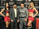 Manny Pacquiao and Juan Manuel Marquez pose at the MGM Grand