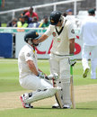 Shaun Marsh takes a break after being struck by the ball