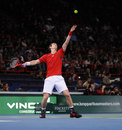 Andy Murray prepares to serve to Andy Roddick