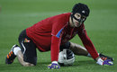 Petr Cech stretches during a training session