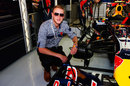 Stuart Broad checks out the Red Bull car