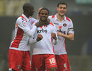 Bradley Pritchard is congratulated on his goal