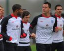 John Terry warms up with team-mates