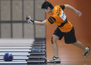 Sharon Koh sends down her bal during the tenpin bowling